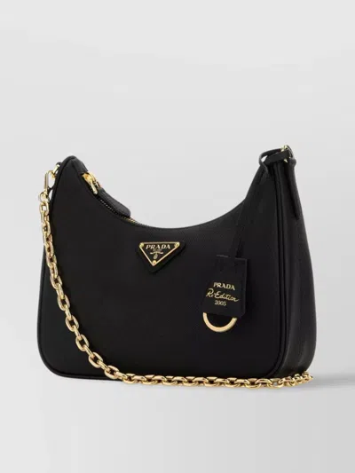 Prada Borsa A Spalla Re-edition 2005 In Pelle Nera Donna In Black