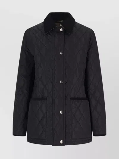 Burberry Quilted Country Jacket Corduroy Collar In Green