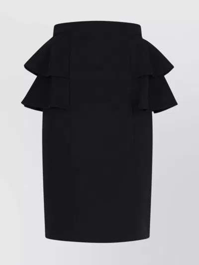 Valentino Black Skirt With Ruffles On The Sides In Black