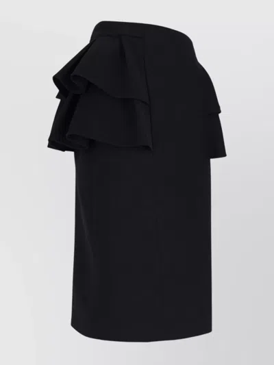 Valentino Black Skirt With Ruffles On The Sides In Black