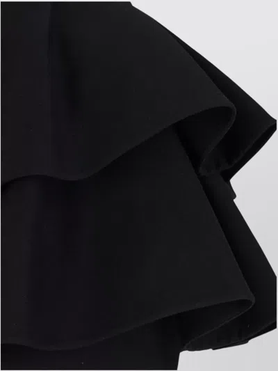 Valentino Black Skirt With Ruffles On The Sides In Black