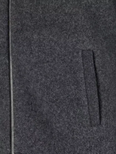 Thom Browne Wool Bomber Jacket With Minimalist Design And Tricolor Detail In Black