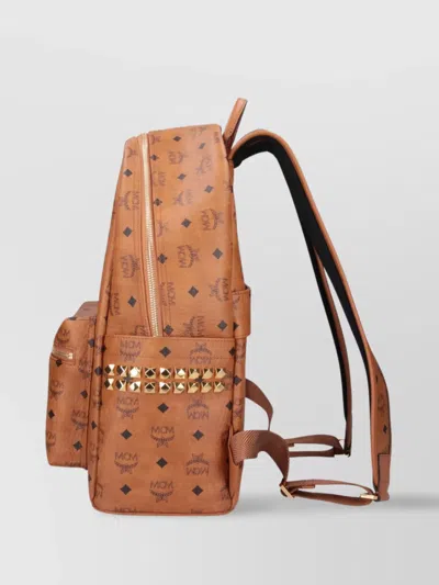 Mcm Studded Front Zip Backpack