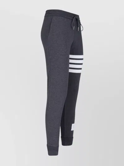 Thom Browne Dark Grey Cotton Jogger Pants With Striped Detailing