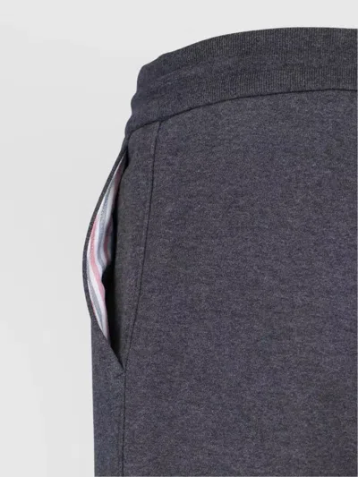 Thom Browne Dark Grey Cotton Jogger Pants With Striped Detailing