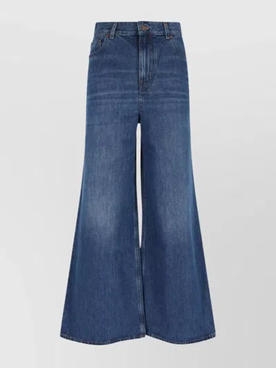 Chloé Chloe' Wide Leg Denim Jeans In Black