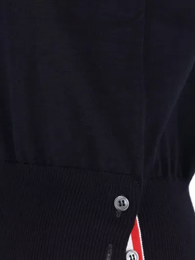 Thom Browne Short-sleeve Crewneck Sweater With Four-bar Detail
