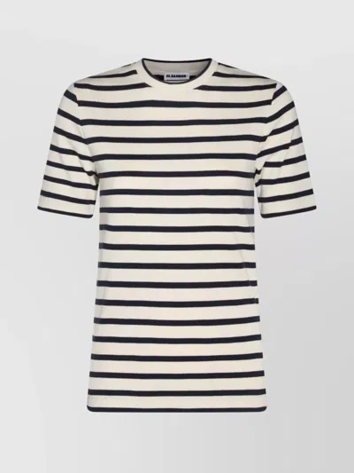 Jil Sander Dark Blue And White Cotton T-shirt