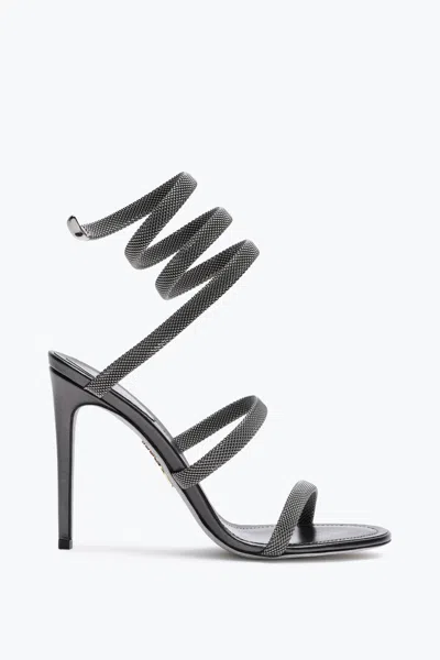 René Caovilla Trigold Cleo Anthracite Sandal 105 In Black