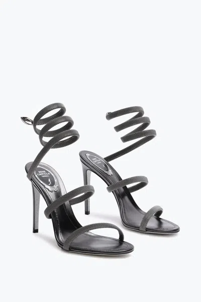 René Caovilla Trigold Cleo Anthracite Sandal 105 In Black