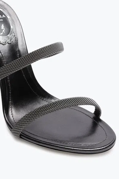 René Caovilla Trigold Cleo Anthracite Sandal 105 In Black