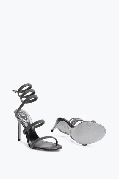 René Caovilla Trigold Cleo Anthracite Sandal 105 In Black