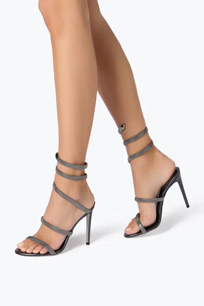 René Caovilla Trigold Cleo Anthracite Sandal 105 In Black