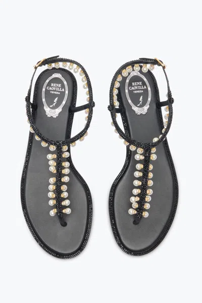 René Caovilla Rene Caovilla Diana Pearls Sandals In Black