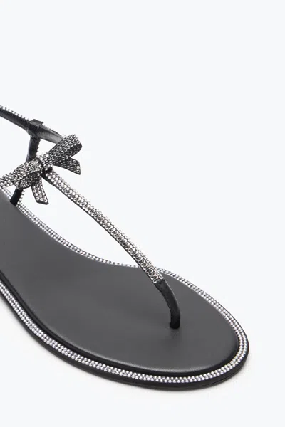 René Caovilla Satin Leather Sandals Bow Detail In R001v065