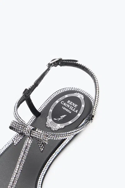 René Caovilla Satin Leather Sandals Bow Detail In R001v065