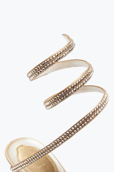 René Caovilla Cleo 80 Crystal-embellished Wraparound Sandals In Brown