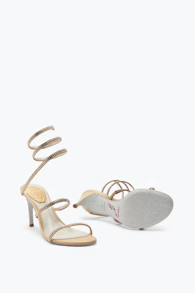 René Caovilla Cleo 80 Crystal-embellished Wraparound Sandals In Brown