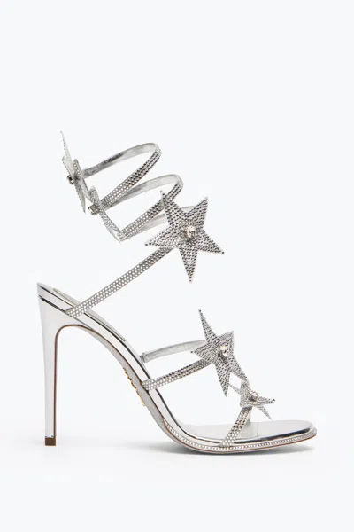 René Caovilla Cleo 105 Embellished Satin Sandals In Gray