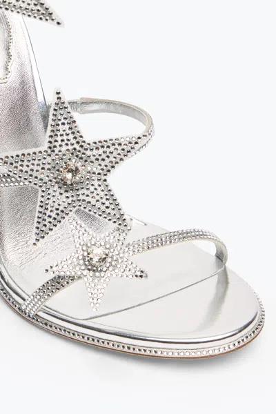 René Caovilla Cleo 105 Embellished Satin Sandals In Gray