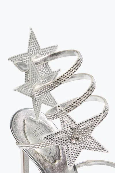 René Caovilla Cleo 105 Embellished Satin Sandals In Gray