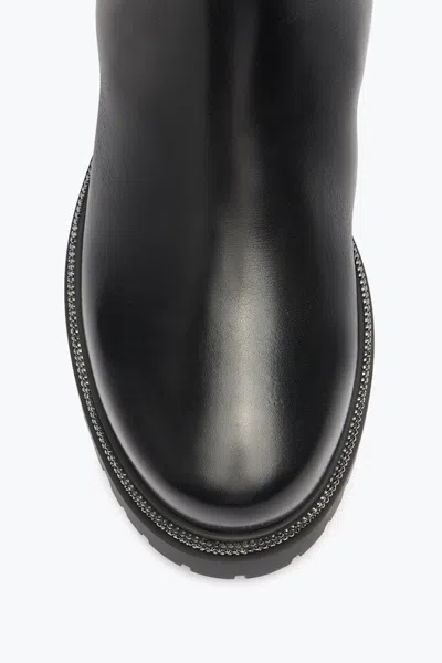René Caovilla Cleo Crystal-embellished Leather Chelsea Boots In Black