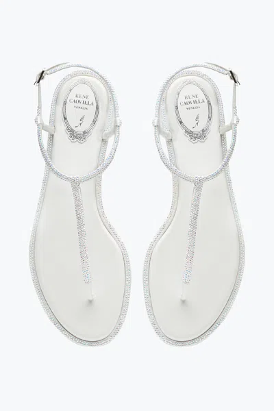 René Caovilla Amalia Embellished Thong Sandals In Silver