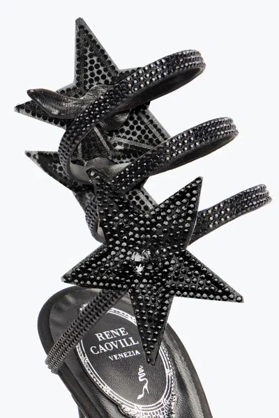 René Caovilla Cleo Star Black Sandal 105