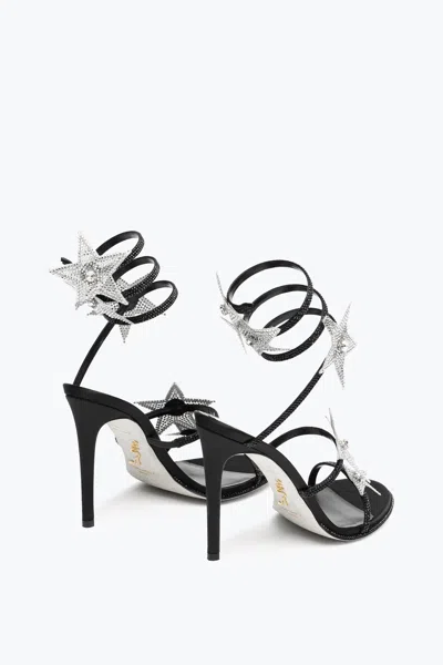 René Caovilla Cleo Star Black & Silver Sandal 105