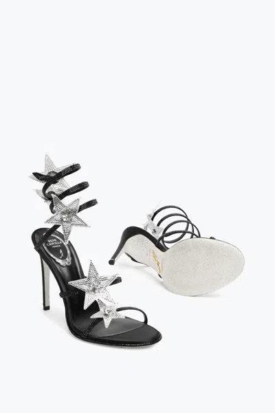René Caovilla Cleo Star Black & Silver Sandal 105