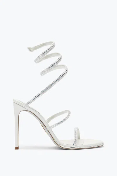 René Caovilla Cleo Crystal-embellished Satin Sandals In White
