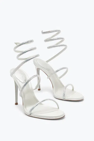 René Caovilla Cleo Crystal-embellished Satin Sandals In White
