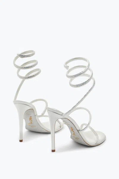 René Caovilla Cleo Crystal-embellished Satin Sandals In White