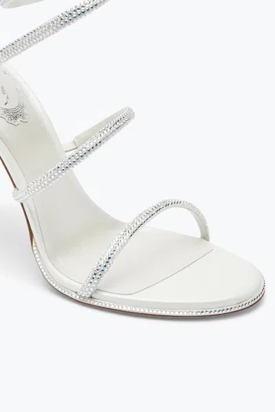 René Caovilla Cleo Crystal-embellished Satin Sandals In White