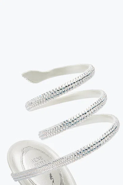 René Caovilla Cleo Crystal-embellished Satin Sandals In White