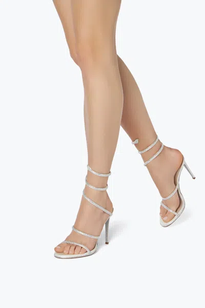 René Caovilla Cleo Crystal-embellished Satin Sandals In White