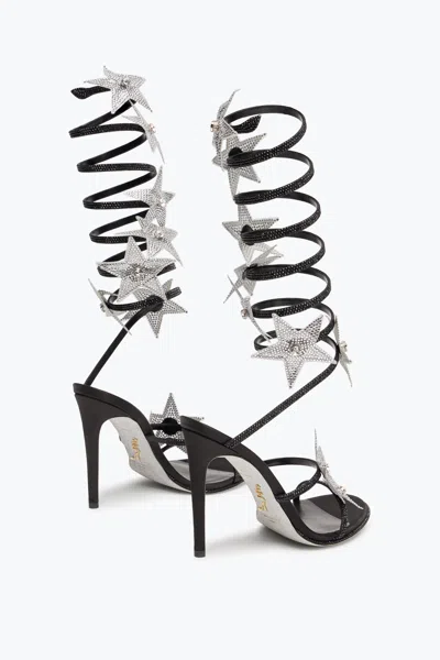 René Caovilla Super Cleo Star Black & Silver Sandal 105