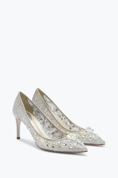 René Caovilla Grey Pointed Pumps Cinderella In Silver