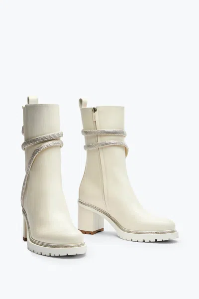 René Caovilla Cleo Crystal Ivory Bootie 60 In White