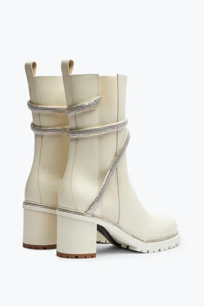 René Caovilla Cleo Crystal Ivory Bootie 60 In White