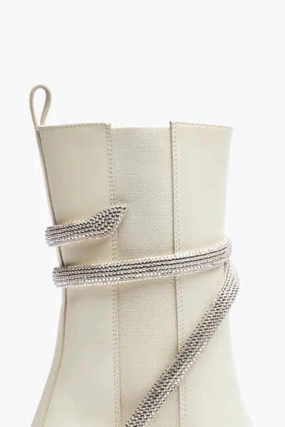 René Caovilla Cleo Crystal Ivory Bootie 60 In White
