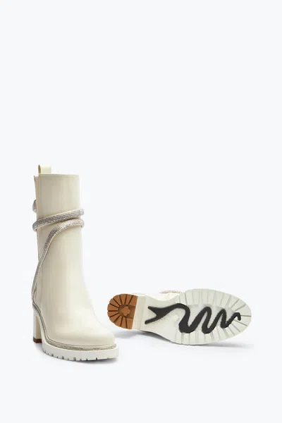 René Caovilla Cleo Crystal Ivory Bootie 60 In White