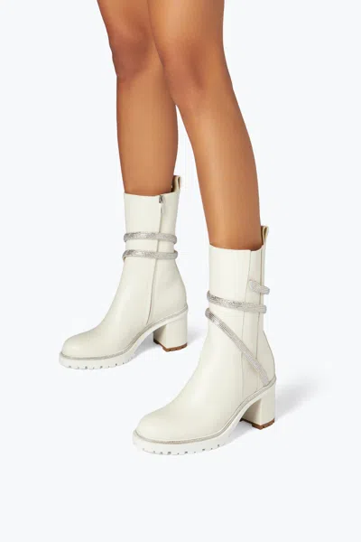 René Caovilla Cleo Crystal Ivory Bootie 60 In White