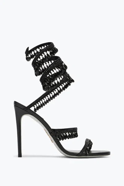 René Caovilla Chandelier Beaded Ankle-wrap Sandals In Black