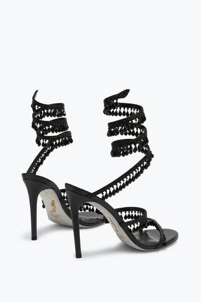 René Caovilla Chandelier Beaded Ankle-wrap Sandals In Black