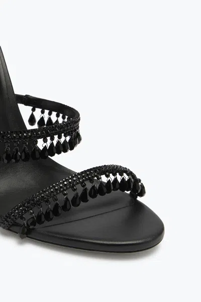 René Caovilla Chandelier Beaded Ankle-wrap Sandals In Black