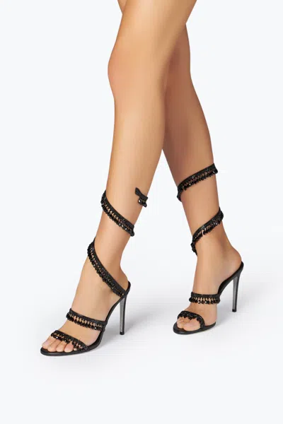 René Caovilla Chandelier Beaded Ankle-wrap Sandals In Black