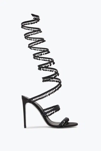 René Caovilla Chandelier Beaded Ankle-wrap Sandals In Black
