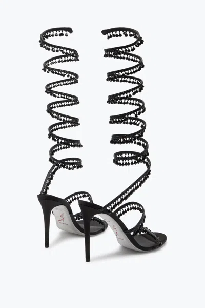 René Caovilla Chandelier Beaded Ankle-wrap Sandals In Black