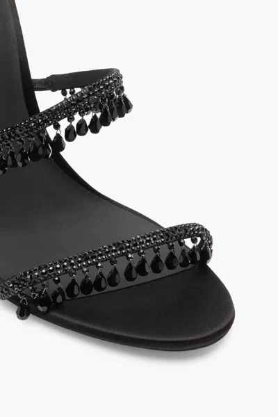 René Caovilla Chandelier Beaded Ankle-wrap Sandals In Black